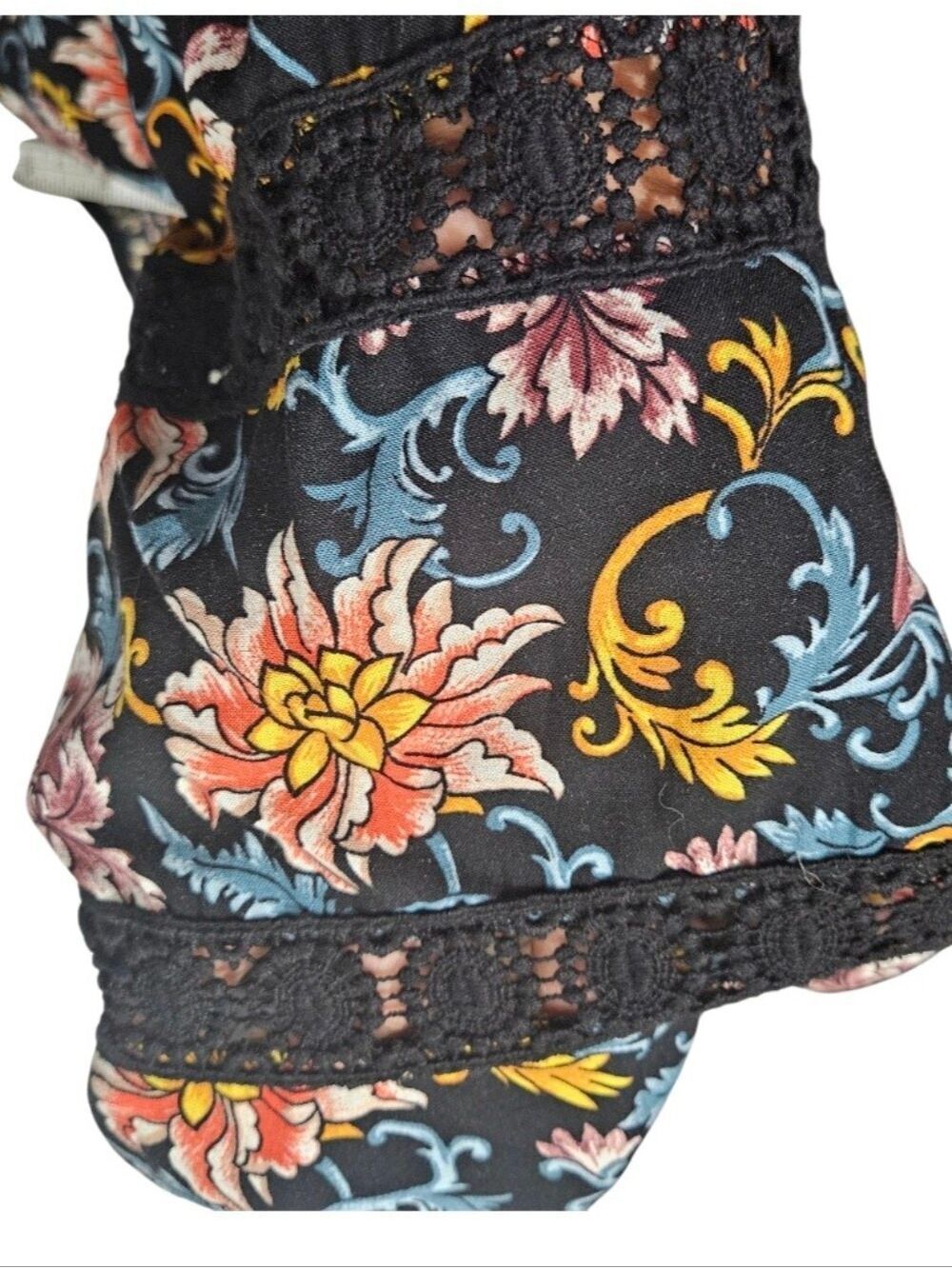 Xhilaration Black Floral Bell Sleeve Mini Dress XXL - Picture 14 of 17